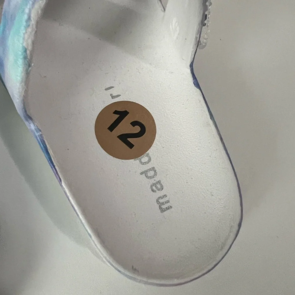 Madden Girl Blue and Purple Casual Sandals with Watercolor Strap, Brand New